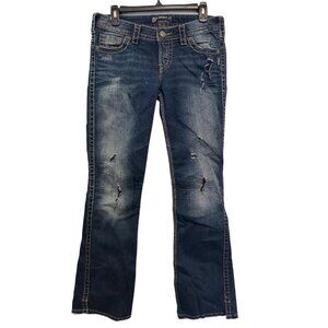 Silver Jeans Co. Frances 18 Bootcut Distressed Denim Jeans W28/L31 Dark Wash